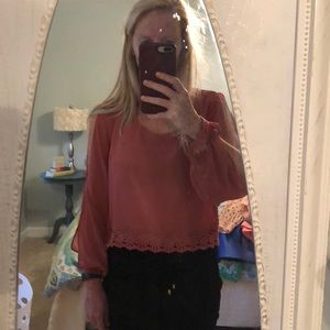 Burnt orange sheer top